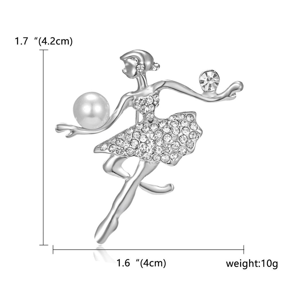 High-End Rhinestone Ballet Dancer Brooch for Women