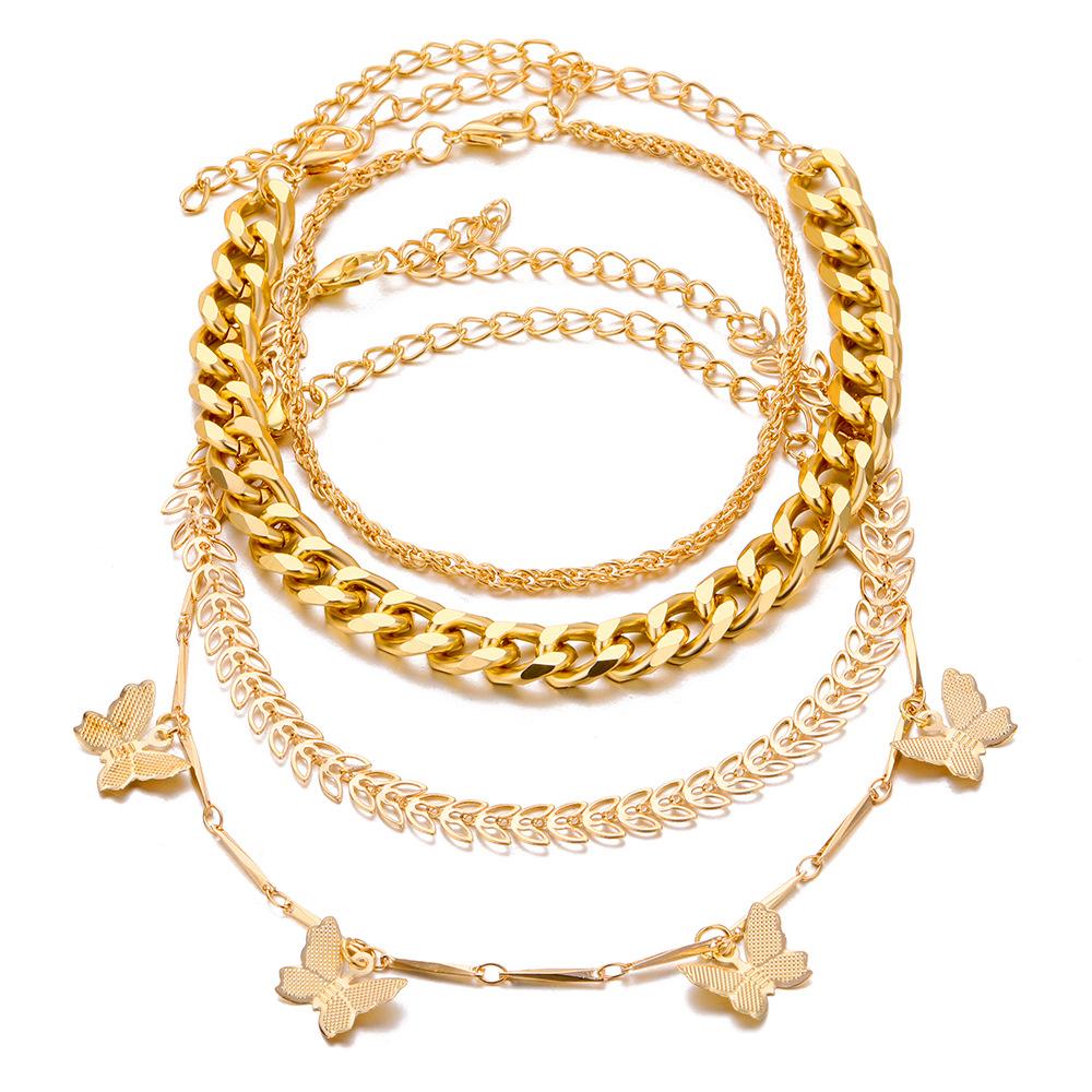 

Fashion Stackable Women S Bracelet Butterfly Beach Vacation Style Daily Wear Bracelet Series 4pcs/set Fashionable Jewelry Gift Party Wedding золотистий