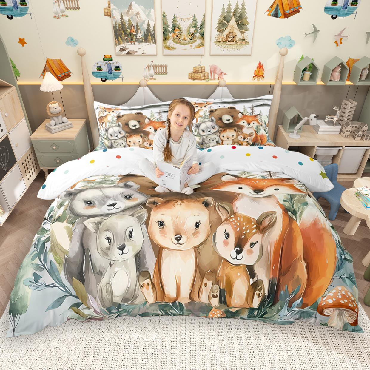 

Homewish Cute Cartoon Animal Duvet Cover Set For Kids 2Pcs/3Pcs, Pig Dog Cat Bedding, Capybara Sloth Giraffe Quilt Cover Set DE XS 100x135cm 2pcs&set