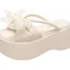 Fairy wind bow 6cm thick bottom heightening muffin cool slippers female 2025 summer new with skirt one-word drag