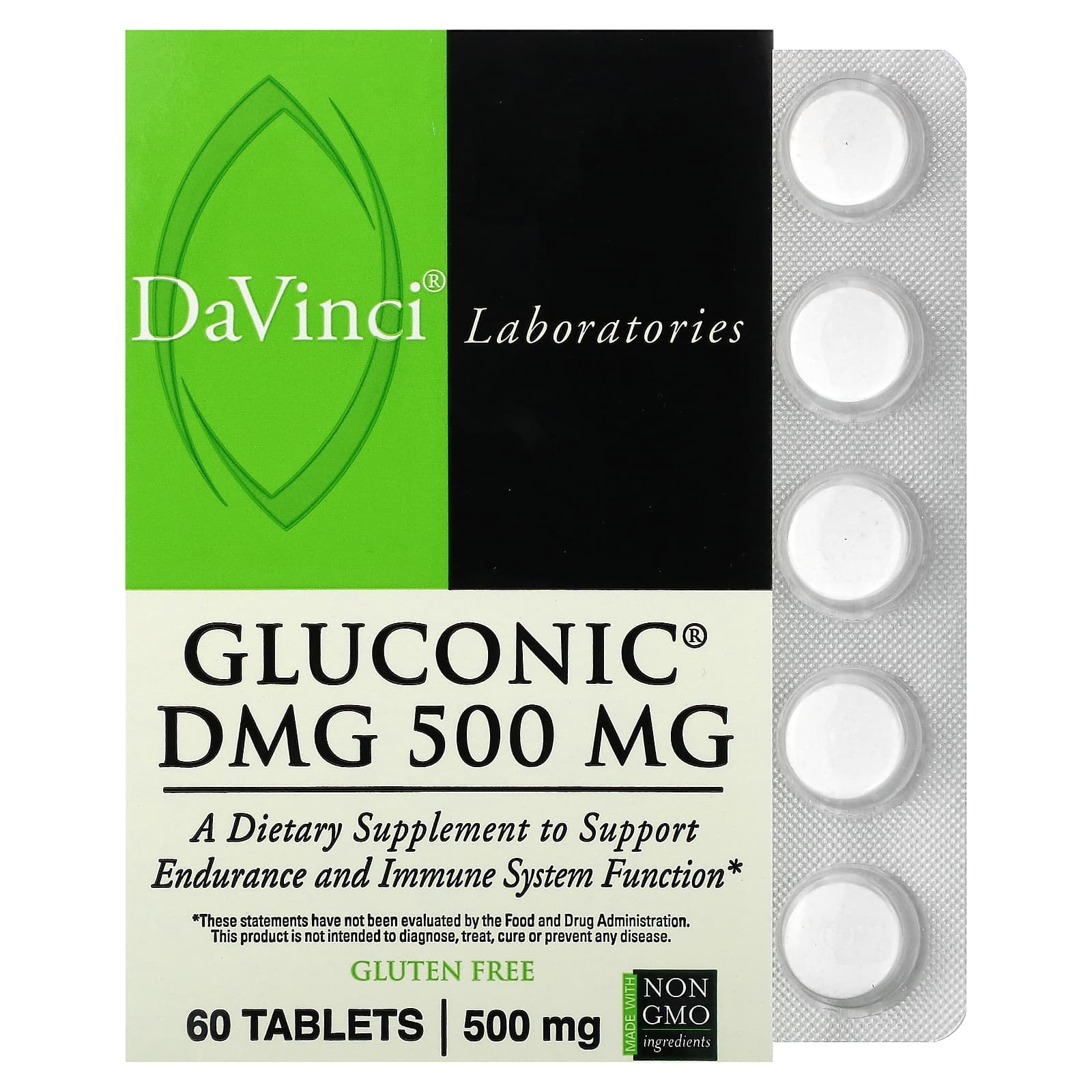 

DaVinci Laboratories, Gluconic DMG, 500 mg, 60 tablets