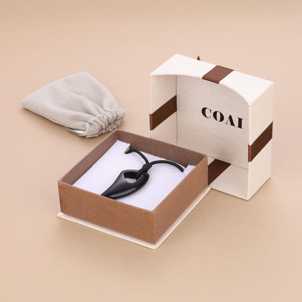 Obsidián Vlčí tesák Nastavitelná Ochrana od Talisman pro štěstí [KOAI] Přívěsek/Náhrdelník, Délka, Pánský, Amulet, Zlo, Štěstí,