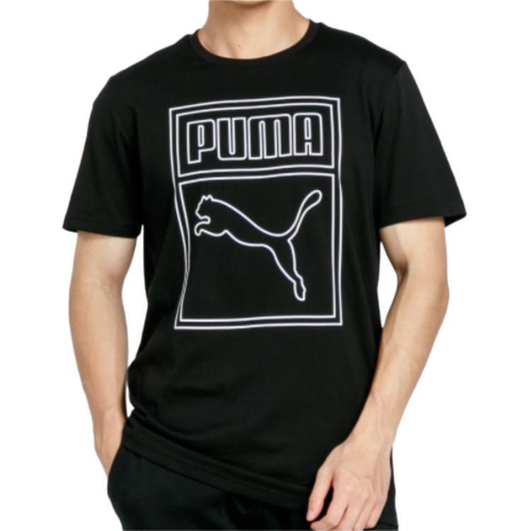 PUMA T Shirts Men's Black Crew Neck Moderate Straight Fit 598245-51