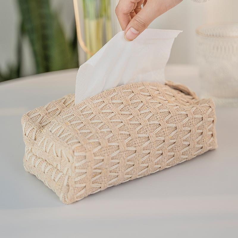 Japanese Cotton Linen Fabric Tissue Box Home Minimalist Coffee Table Paper Bag Car Napkin Holder Nordic Cream Style Dustproof