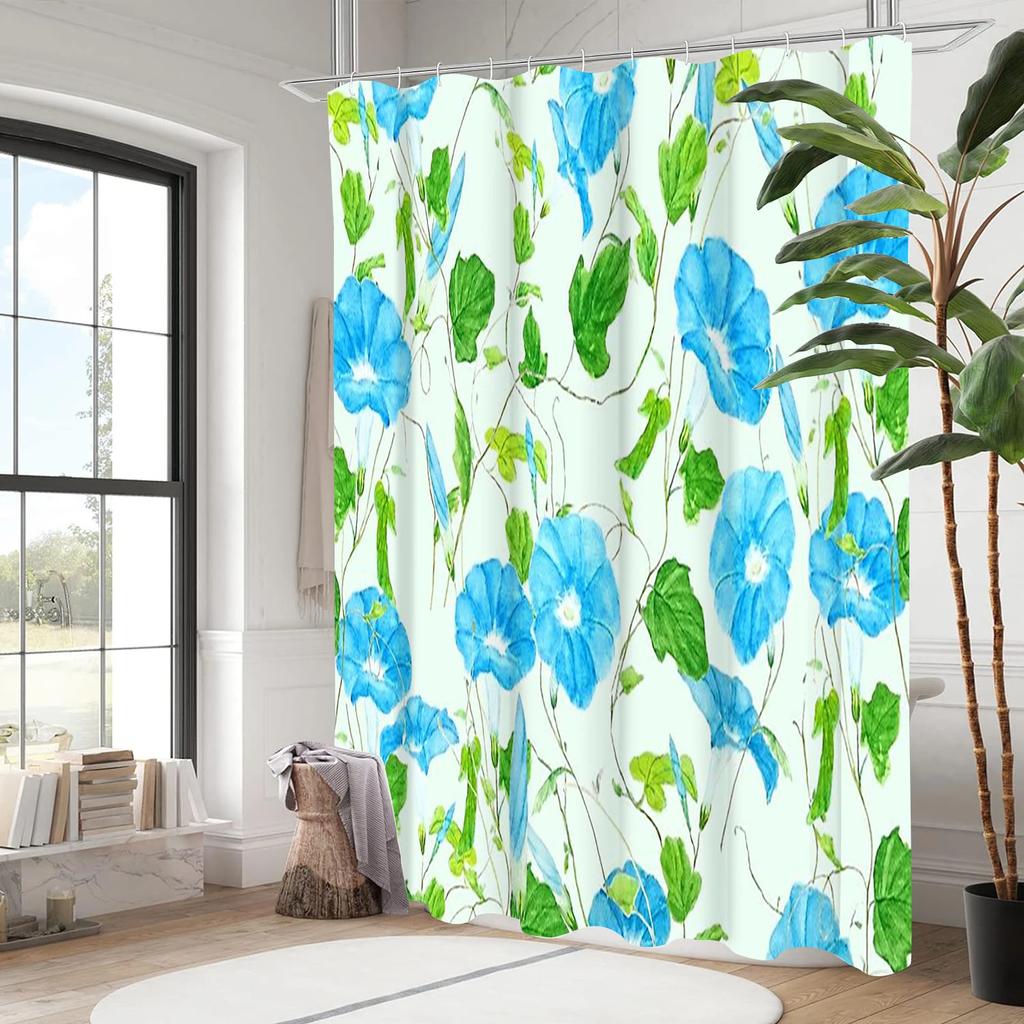 Floral Pattern pastoral style Bathing Curtain  Bathroom Shower Curtain Waterproof With 12 Hooks Home Deco