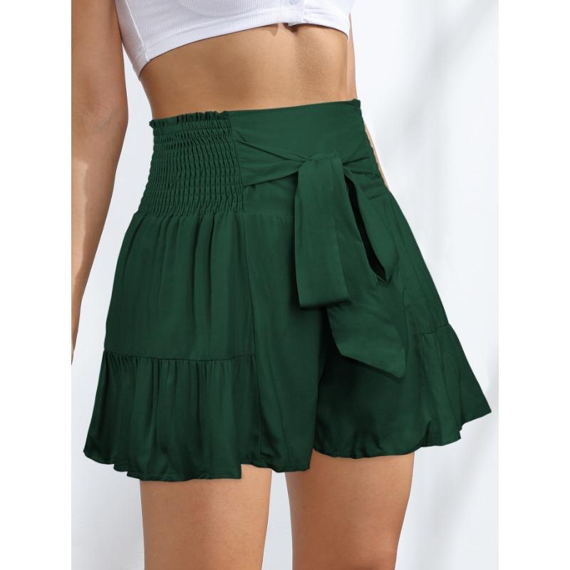 Sommerliche Shorts mit weitem Bein und Riemchen für Damen, drapiert, vielseitige Freizeithose