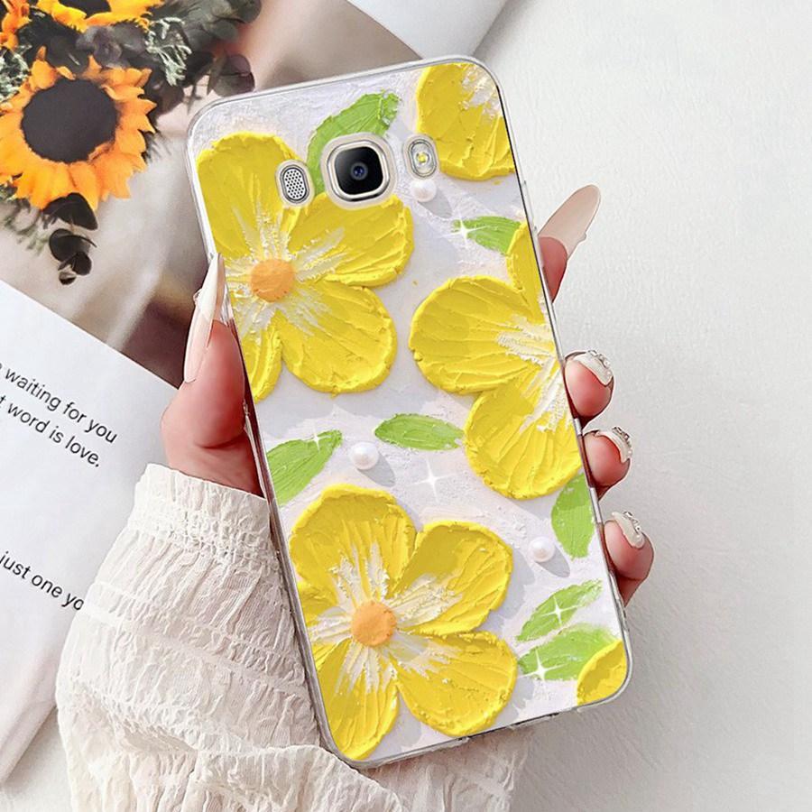 For Samsung J3 J5 J7 2016 Phone Case Back Cover Cute flower Painted TPU Cases For Samsung GalaxyJ5 2016 J510F Soft Fundas