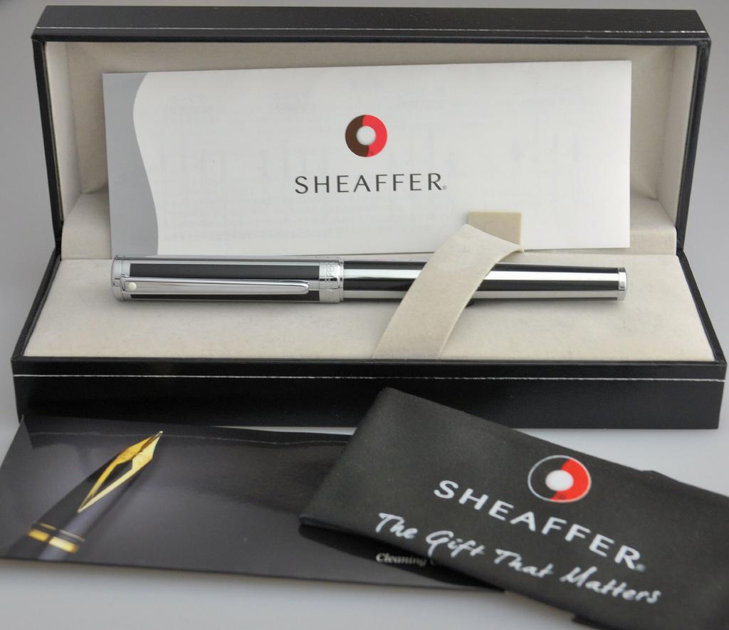 Sheaffer Intensity Jot Black Stripe Fountain Fine Officially Imported ITS9233PN-F Pen, Nib, Dual-Use,