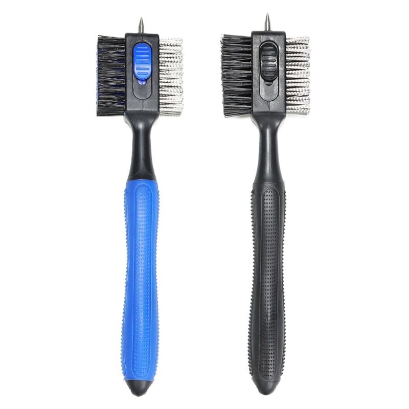 Golf Club Brush Long Handle Double Sided Golf Rod Golf Groove Cleaner Golf Cleaning Brush Golf Club Aids with Keychain