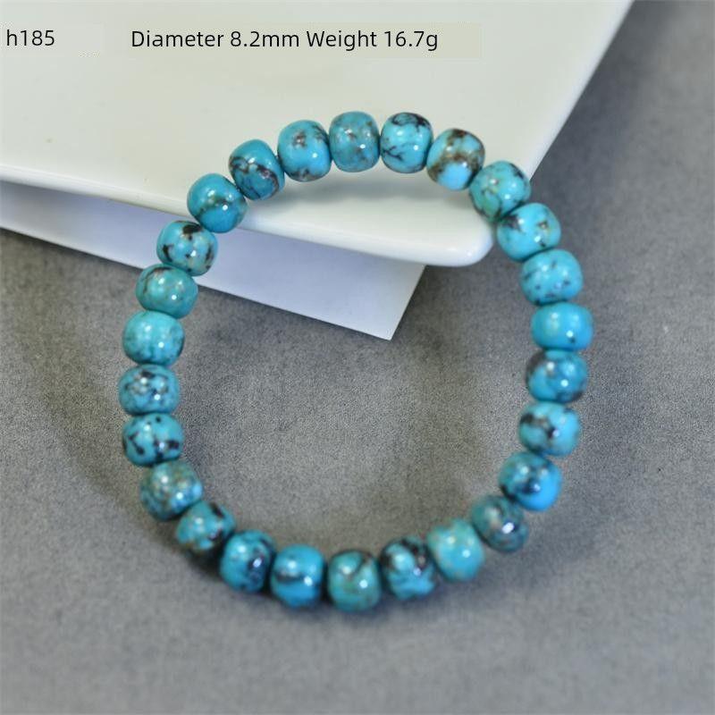 

Браслет из натуральной бирюзы из необработанной руды, браслет из высокофарфорового необработанного камня, неоптимизированные круглые бусины, ремесленное украшение, мужской и женский, верность h185
