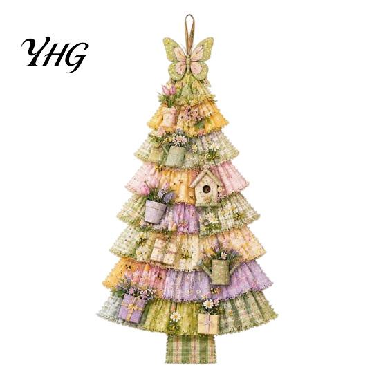 Holiday Home Interior Embellishment Christmas Handmade Door Hanging Kit, Patchwork Tree Decoration DIY Sewing Year Round Garden And Seaside Decor Set,