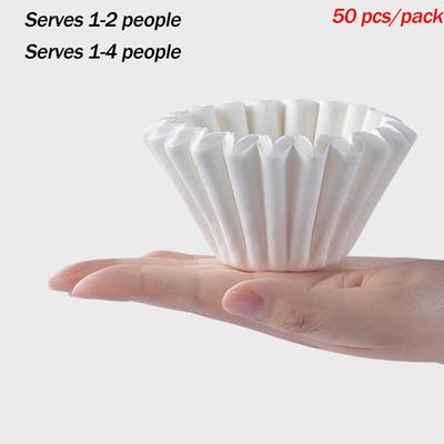1-4 People Cake Coffee Filter Paper Filter Paper 50 Pcs/pack Drip Type Hand-brewed Coffee Origami Filter Cup Barista Accessories