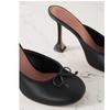 Summer New Round Headed High Heels Outdoor Fashion Slippers with Headless Back Air Bow Fashion Show Large Women's Sandals