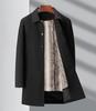 Winter Mid-length Business Coat for Middle-aged Men with Warm Mink Velvet Lining