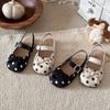 Fairy Style Polka Dot Ballet Sandals for Girls - Trendy Summer Bowknot Closed-Toe Shoes