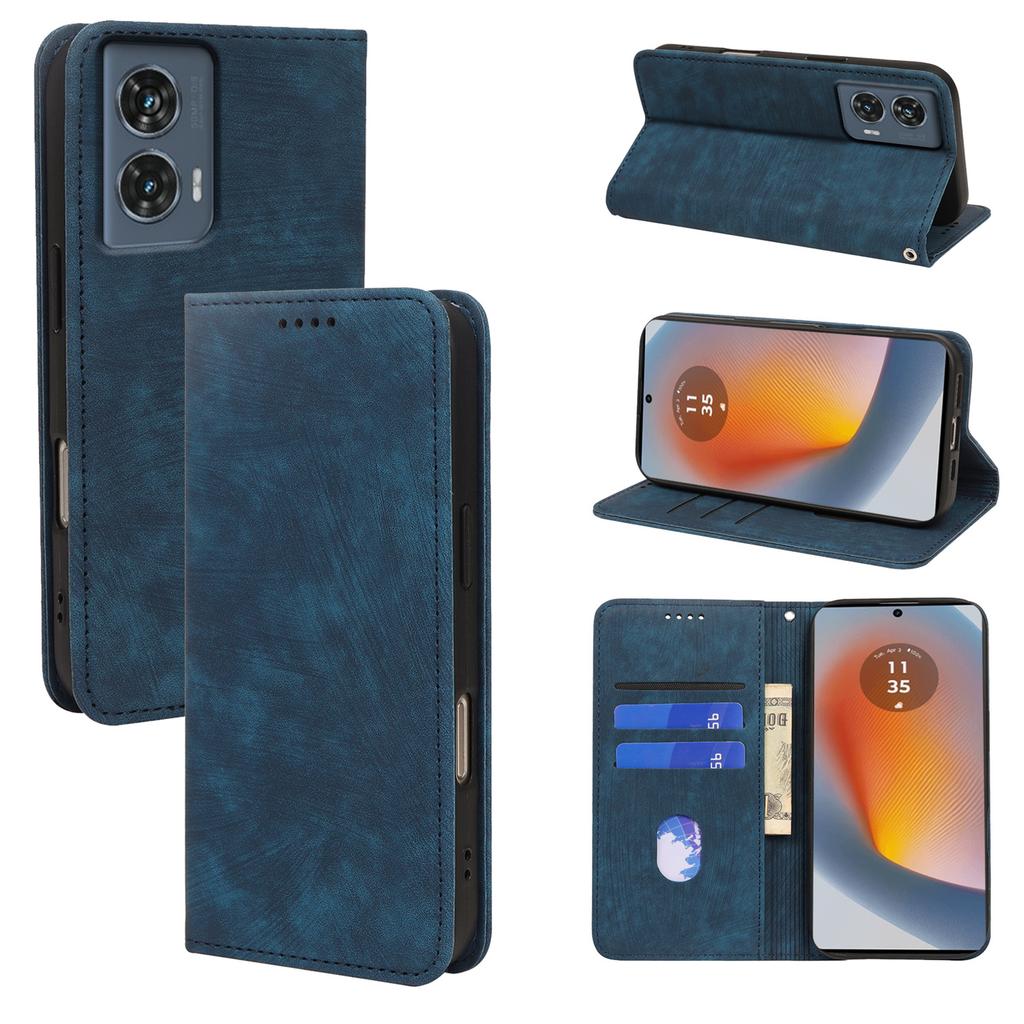 Für Motorola Edge 50 Fusion 5G Hülle Stark Magnetische Leder Brieftasche Handyhülle mit Gestreifter Textur