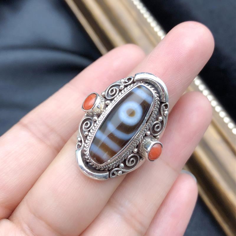 

Handmade Silver Jewelry Tibetan Jewelry Opening Adjustable Ring Men and Women Retro Exaggerated Ethnic