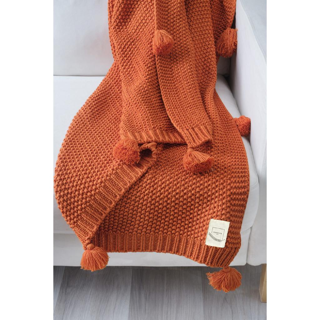 Valentinstagsgeschenk, Coco Rice, gestrickte Pompom-Strickwaren, TV-Decke, Sofa-Überwurf, Khaki