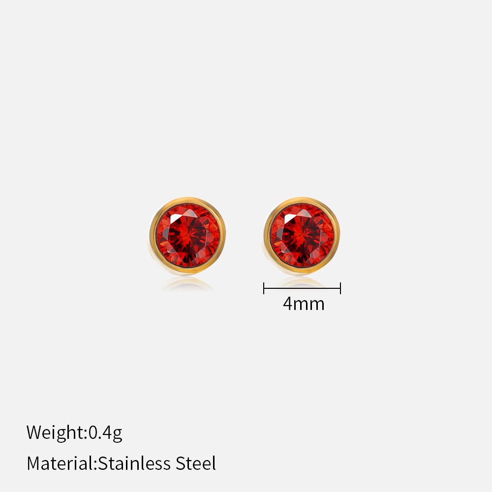 Simple Crystal Stud Earrings Fashion Women December Birthstone Colorful Diamond Earrings for Girls Gift