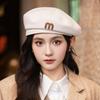 Japanese Retro M Mark Versatile Solid Color Beret Autumn and Winter Outdoor Leisure Windproof Octagonal Hat British Style Painter Hat