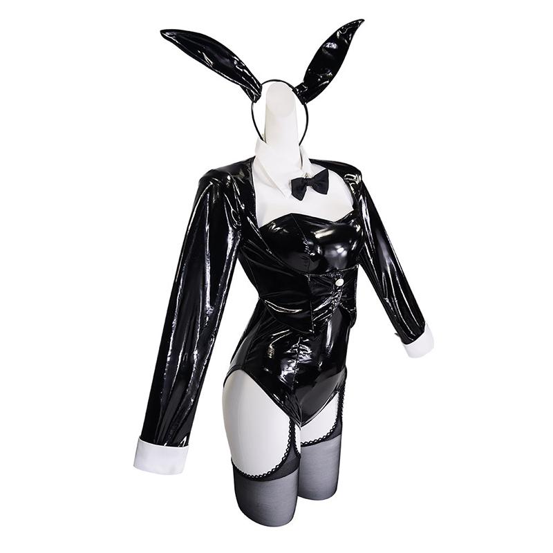 Black Bunny Girl Cosplay Costume Set, Halloween Party Fancy Dress, Anime Bunny Suit with Ears for Women