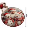 Polyester Christmas Round Mat Snowman Cartoon Anti-Slip Round Rug Snowflake Print Decorative Floor Rugs Winter Season