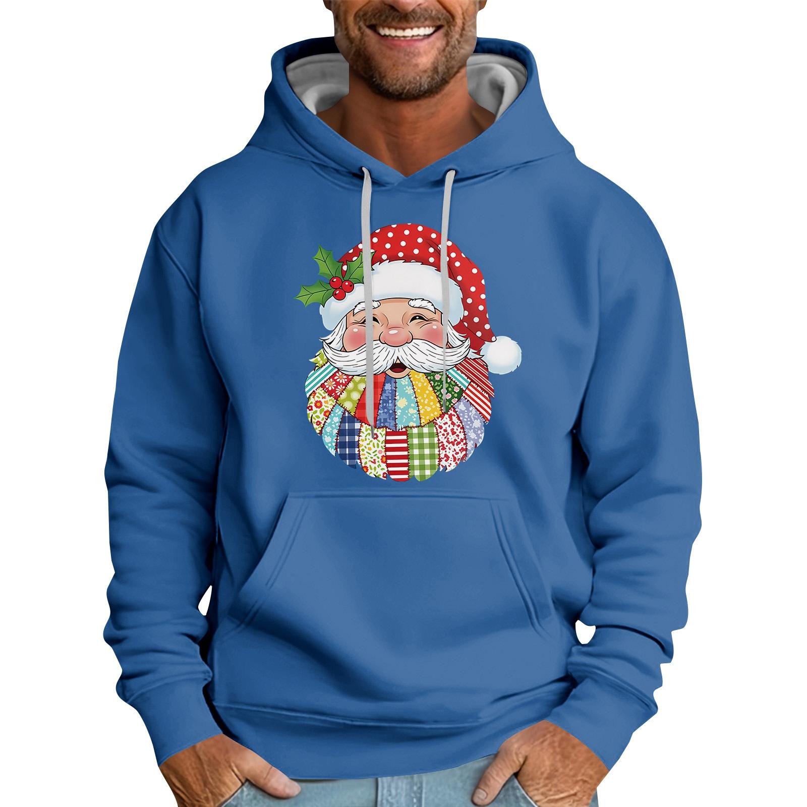 

Свободное мужское худи с рождественским принтом L синий