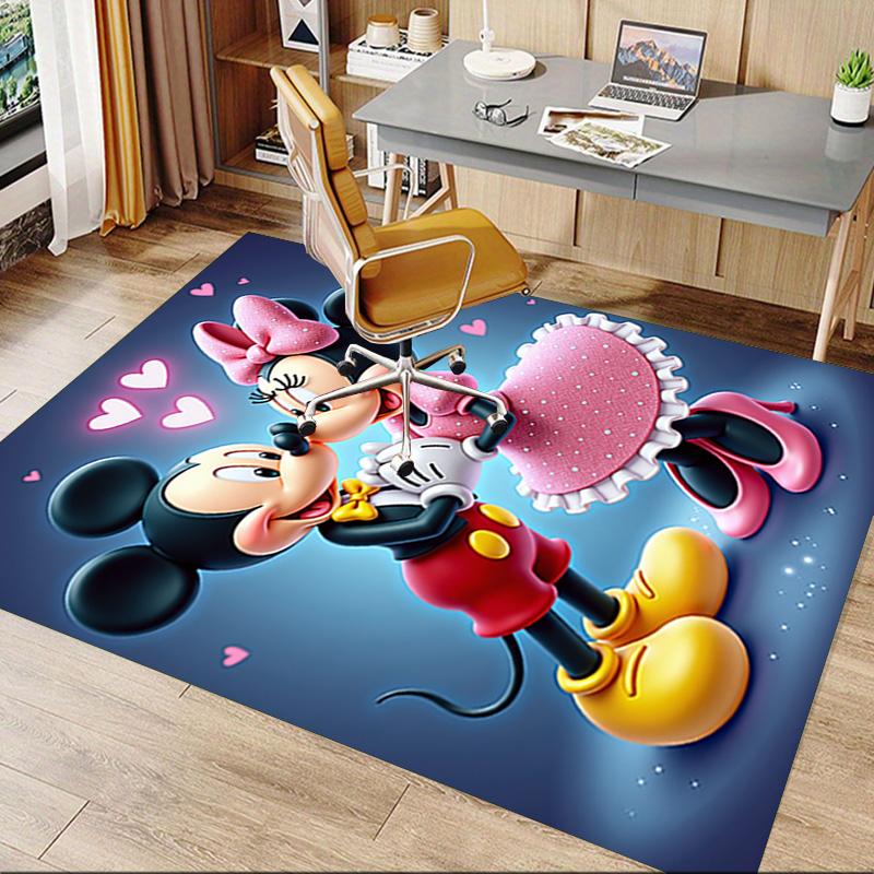 Mickey Minnie Romance Carpet For Playroom Bedroom Living Room Sofa Home Decorkids Game Area Rug Nonslip Floor Mat