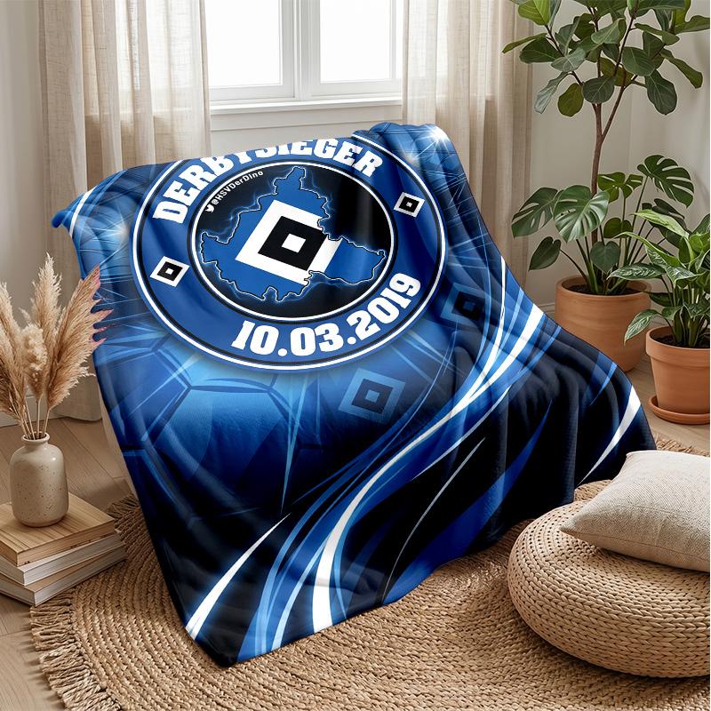 Hamburger SV Football Print Flannel Blanket, Soft Warm Lightweight Throw Blanket for Sofa Bed Camping
