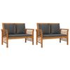 3 Piece Garden Lounge Set with Cushions Solid Acacia Wood