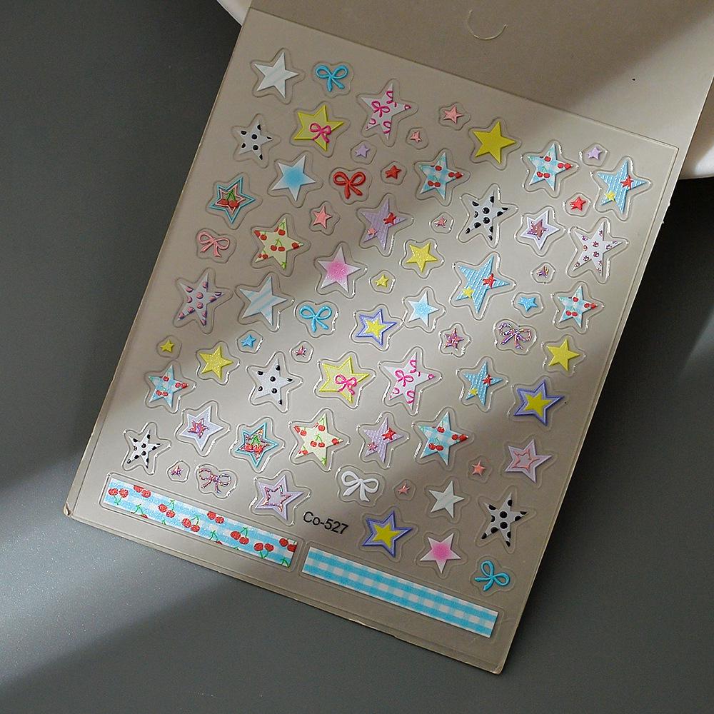Trendy Translucent Star Plaid Nail and Device Decor Stickers