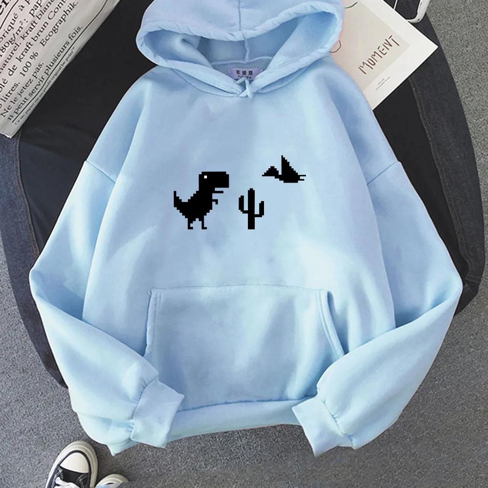 Chrome Dino New Printed Hoodie Little Dinosaur with Pocket Sweatshirt Simplicity Kawaii Clothing Funny Sudaderas Unisex Hoody