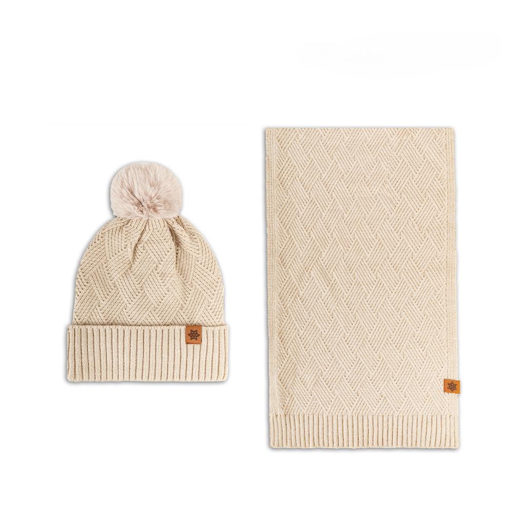 Women's Three Sizes To Choose From: Knitted Hat, Scarf, Glove, Women's Autumn and Winter Outdoor Warm Double Layer Knitted Hat