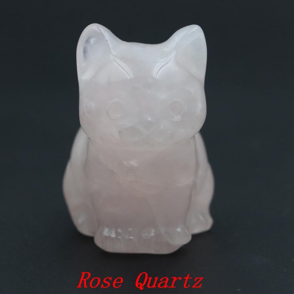 1.5" Various Crystal Energy Stones Carved Cats Rose Quartz Kitten Figurine Natural Gemstone Mini Sitting Cat Chakra Homome Decor