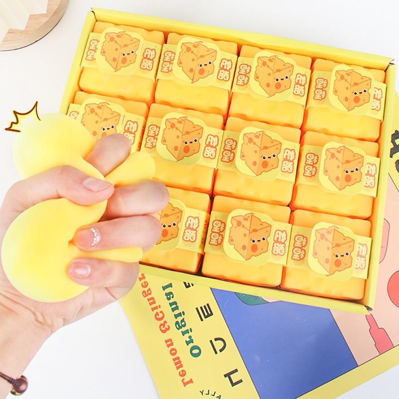 Squishy Square Cheese Squeeze Toys Slow Rebound Push Stress Relief Sensory Toy Soft Butter Cheese Fidget Toy Christmas Present