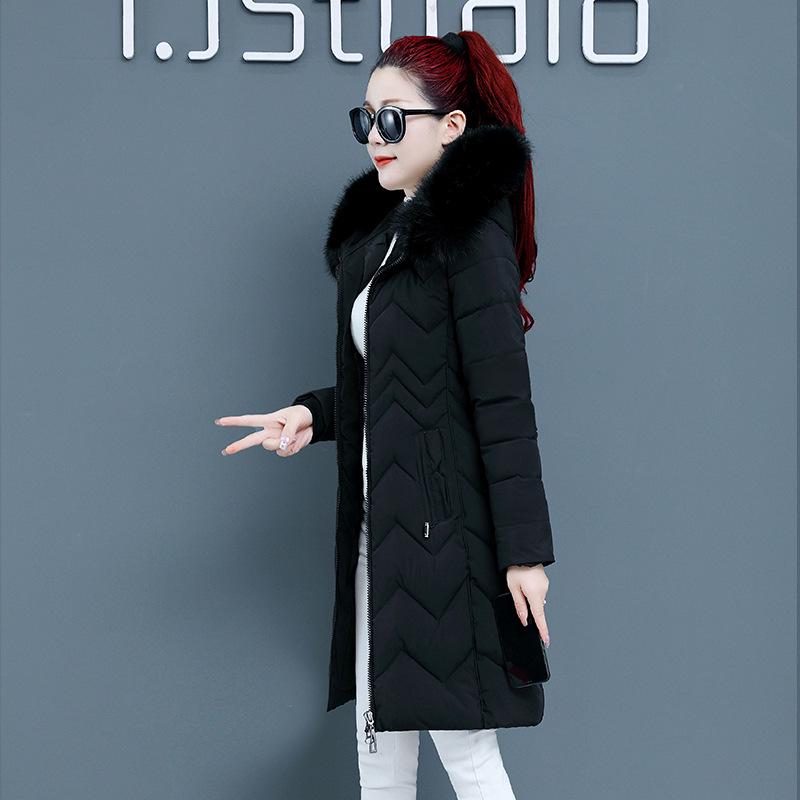 

Жіноче приталене потовщене зимове пальто, тепле бавовняне середньої довжини, великі розміри, 2021