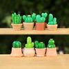 Mini Artificial Cactus Plants in Pot Miniature Potted Green Cactus Figurine for DIY Micro Landscape Fairy Garden Accessories Plant Pots Bonsai Crafts