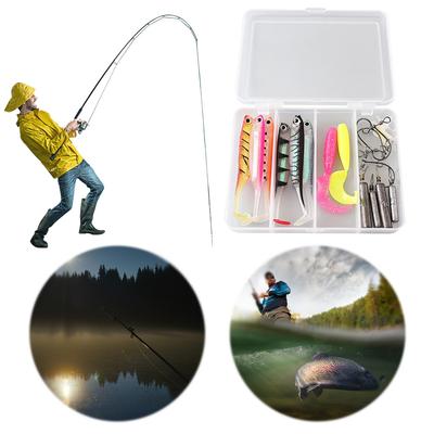 Kit d'appâts et d'accessoires avec têtes plombées Hameçons Appâts Leurres d'appâtage Appâts pour la Pêche en Eau Salée Eau Douce Truite Sandre Saumon