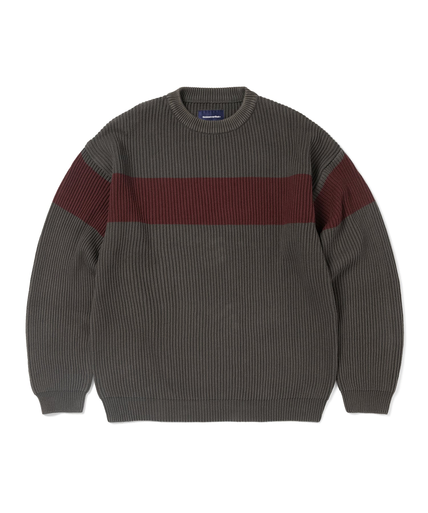 This Is Never That Washed Block Knit Sweater Charcoal S