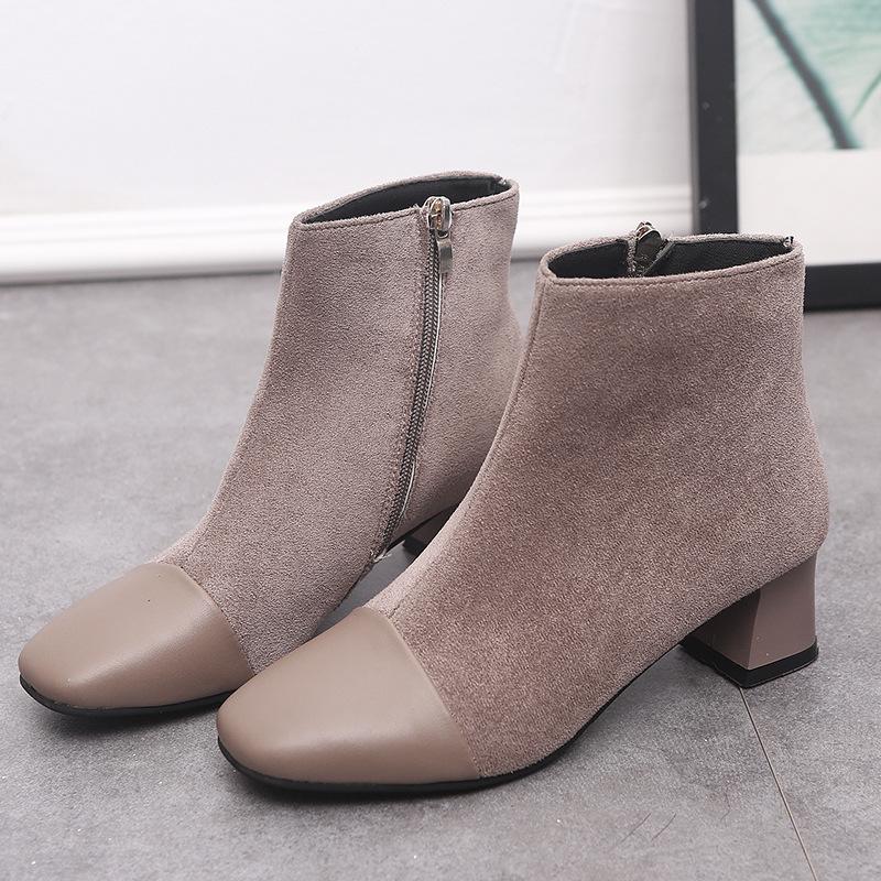 Leather Low Heel Boots Women Motorcycle Boots Autumn Shoes Women Patent Leather Ankle Boots Zapatos De Mujer 653