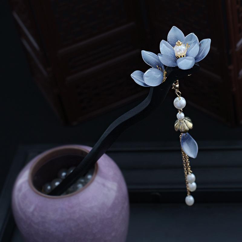 Sandeltre Blomst Hårnåler Kinesisk Stil Hårpinner Retro Hanfu Hårtilbehør Fe Cheongsam Hårknute Smykker Tiara