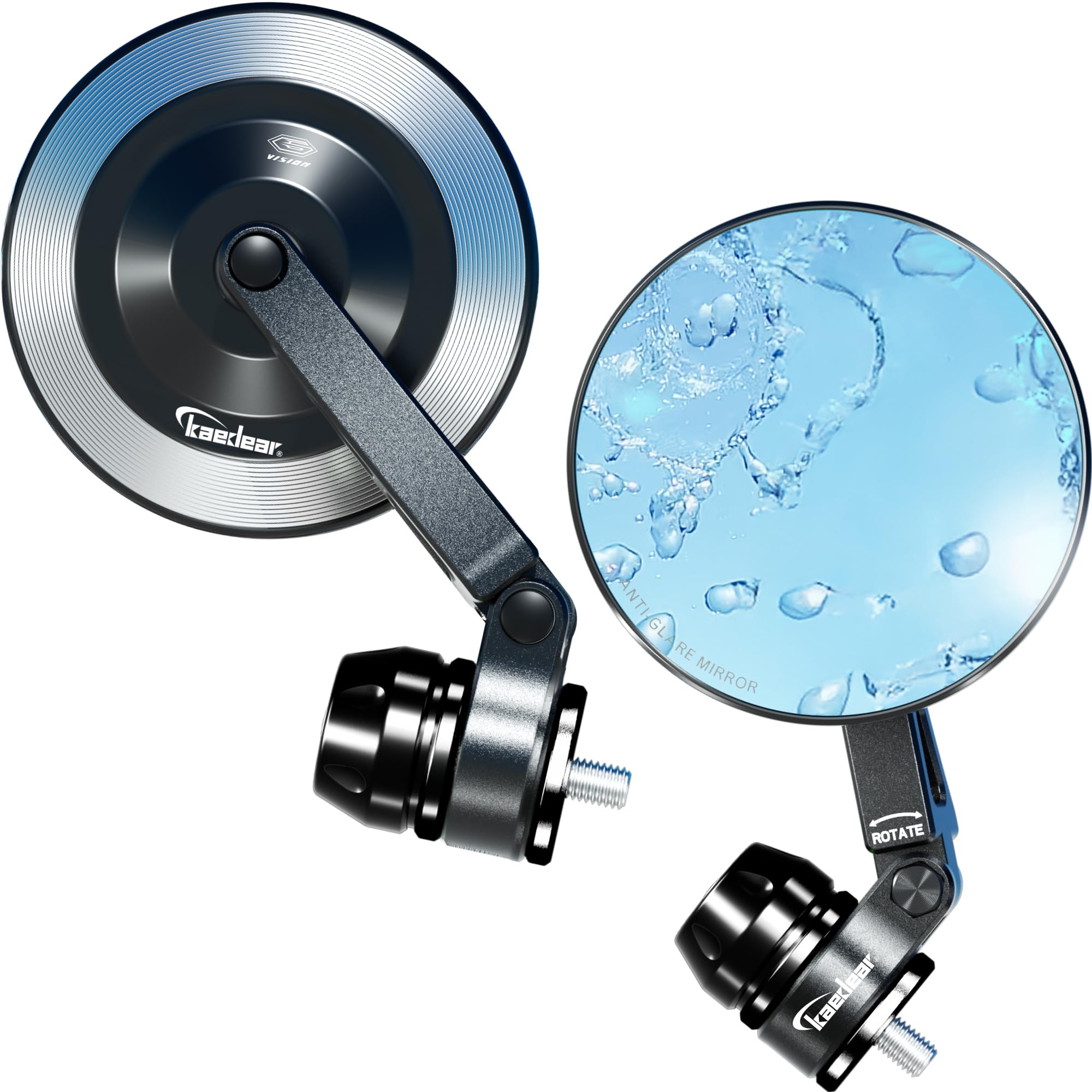 

Kaedear Motorcycle Folding 10mm and Left and Right Universal Blue Aluminum Vehicle Inspection Black Super Clear Reduced CNC Rust Wide Six Vision