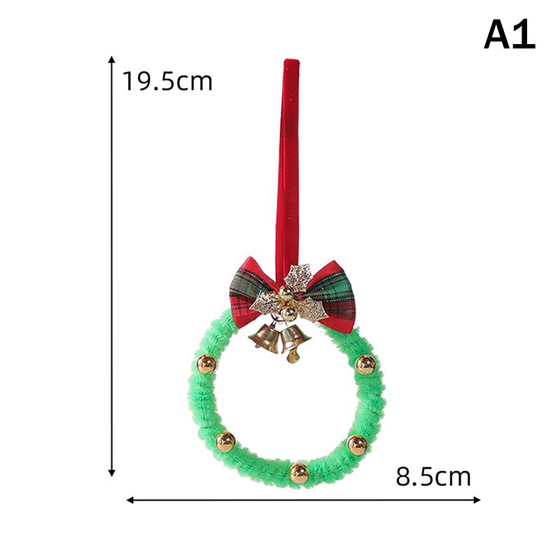 Merry Christmas Wreath Pendant With Bell Car Door Hanging Decoration Xmas Party Christmas Tree Decor Accessories