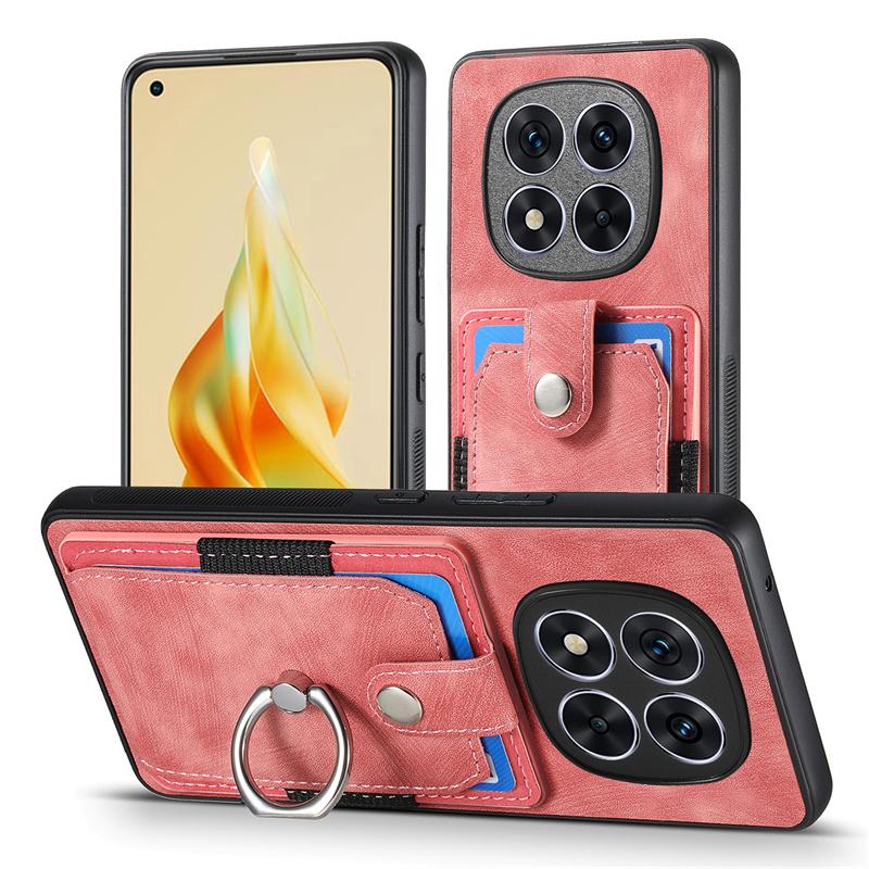 Luxury Leather Car Magnetic Wallet Case for Xiaomi Redmi Note 14 Pro Plus Ring Stand Card Slot Cover for Redmy Note14 Note14pro+