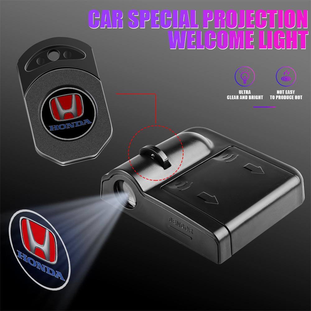 Car LED Door Wireless Projector Welcome Light Auto Accessories For Honda Civic XR-V HR-V City Accord Odyssey Spirior CRV LnsightKV4