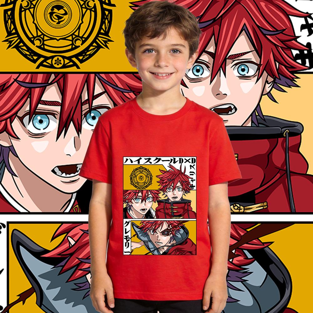 High School Dxd Garith Gremory Anime Print Cotton T Shirt Boys Girls Casual Soft Breathable Short Sleeve Kids Top