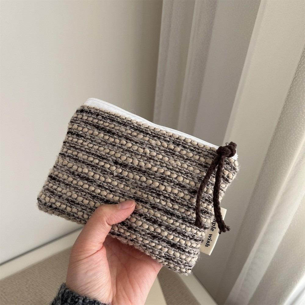 Multi-Purpose Retro Cosmetic Bag Striped Pattern Mini Makeup Organizer Elegent Lipstick Pouch For Women
