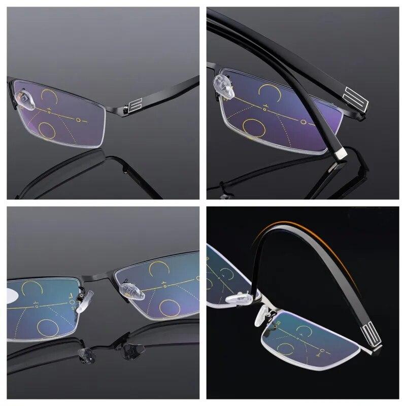 Vintage Business Bifocal Reading Glasses for Men Women Progressive Vision Anti-blue Light Eyewear Diopter Eyeglasses +1.0~+4.0