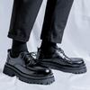 FashionMen Leather shoes outdoor fashion Platform Oxfords Slip on Thick Tottom Derby Shoes Casual Mens round Toe Formal Dress Shoes men