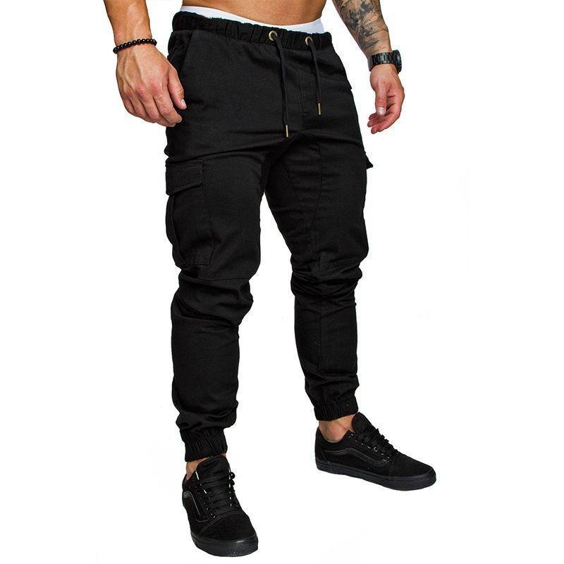 2023 Men s Korean Style Multi-pocket Casual Workwear Joggers - Solid Color Youth Pants 2XL